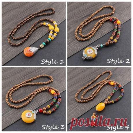 Купить Фестиваль ручной работы вечерние этнические украшения буддийское ожерелье из Непала Мала деревянная бусина Рог подвеска в форме рыбы | Joom