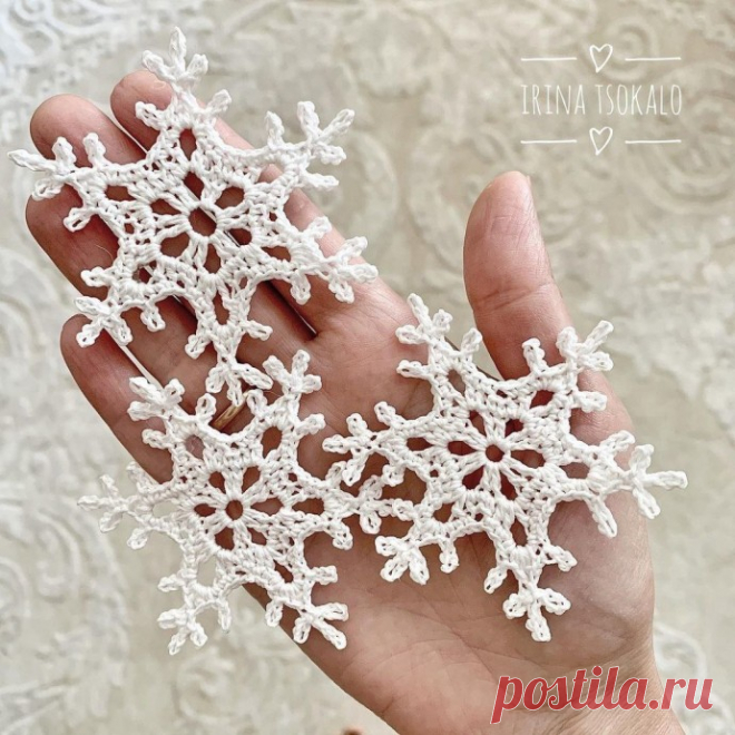 Ажурные снежинки крючком