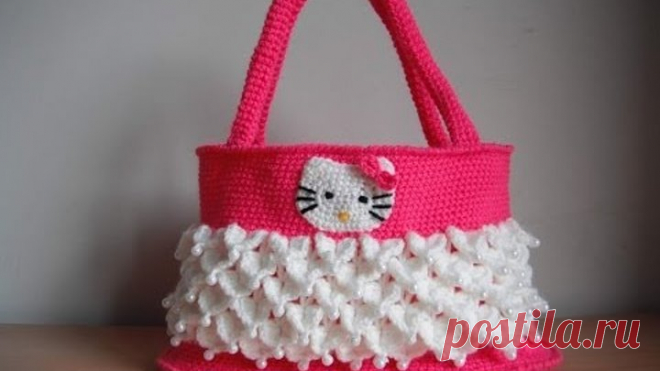 Вязаная крючком сумочка Hello Kitty мастер класс видео урок