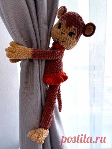 PDF Обезьянка Маня крючком. FREE crochet pattern; Аmigurumi toy patterns. Амигуруми схемы и описания на русском. Вязаные игрушки и поделки своими руками #amimore - плюшевая обезьянка, большая обезьяна из плюшевой пряжи, мартышка.