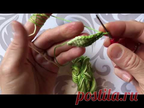 Мастер класс 🍃 листик который был вязан для цветочка на шапочку с лотосом
