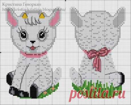 Вышивка крестом Год Козы. Схема вышивки Козочки | HobbyMama