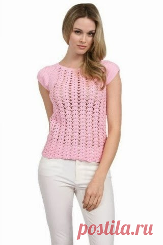 Pink crocheted top. Driving summer shirts crocheted | Домоводство для всей семьи