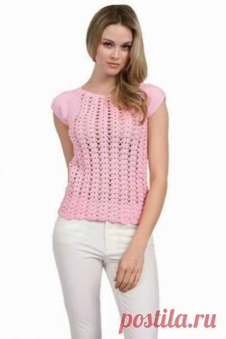 Pink crocheted top. Driving summer shirts crocheted | Домоводство для всей семьи