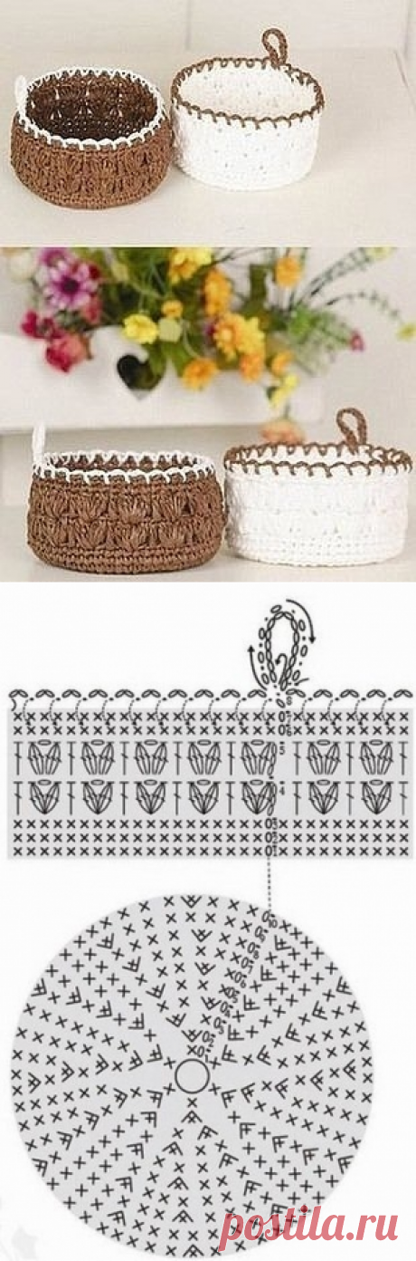 Вязаные крючком корзинки
