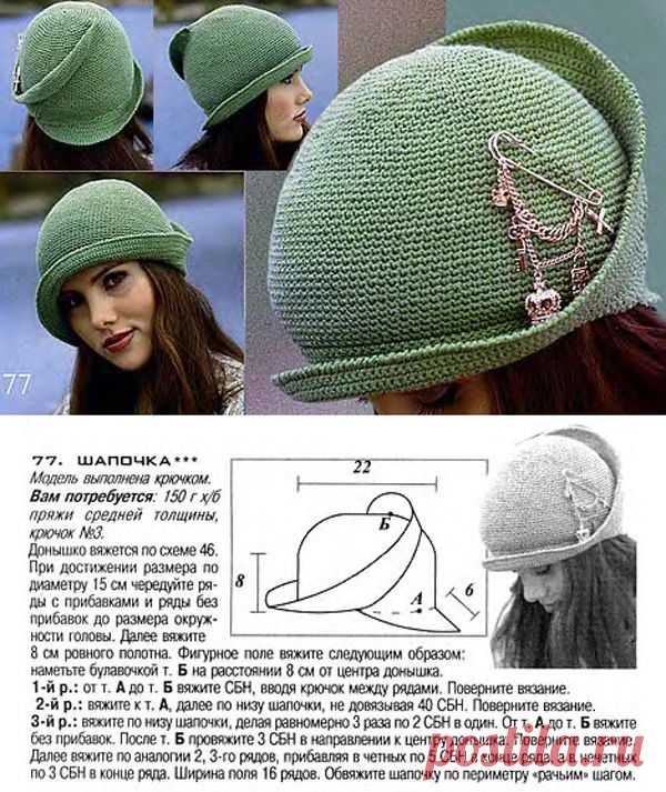 Замечательные шляпки — вяжем крючком по схемам