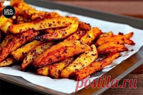 Ароматный картофель фри, запеченный в духовке