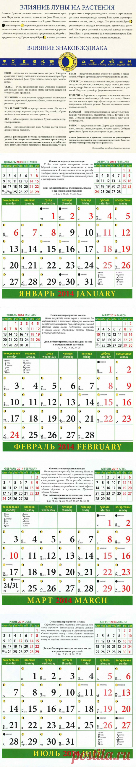 Лунный календарь садовода и огородника на 2014 год | Дача - впрок