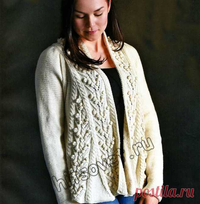Жакет с рельефным узором - Хитсовет Вязание спицами для женщин жакета с рельефным узором со схемой и пошаговым бесплатным описанием вязания.