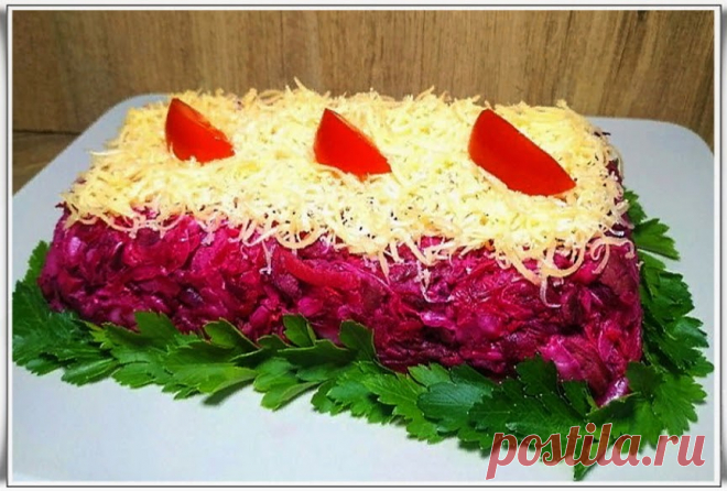 Салат с отварной говядиной, свеклой и квашеной капустой