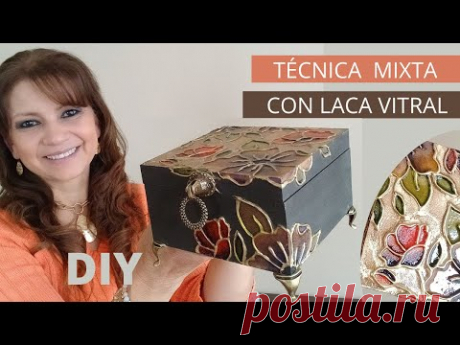 😉 Como pintar una preciosa caja de madera con lacas vitrales, técnica mixta