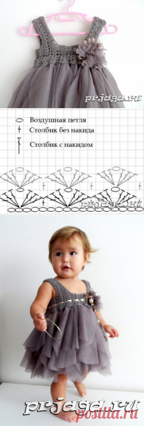 Кокетка крючком под детское платье