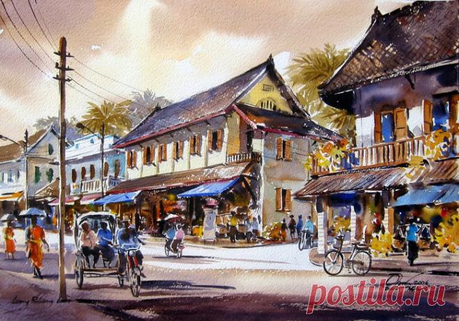 Акварели. Тайский художник Танакорн Чаиджинда (Thanakorn Chaijinda)