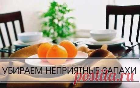 Устранение запахов 
1. Неприятный запах на руках (от рыбы, чеснока и т.д.) можно убрать, потерев руки солью, а потом - вымыв их с мылом. 
2. Запах чеснока изо рта можно убрать, пожевав петрушку. 
3. Запах рыбы у сковородок и кастрюль исчезнет, если их протереть подогретой солью, а затем сполоснуть. 
4. Запах лука можно удалить, натерев кухонные доски, столовые приборы сухой солью. 
5. От неприятного запаха на кухне можно избавиться, если прокипятить в открытой посуде воду ...