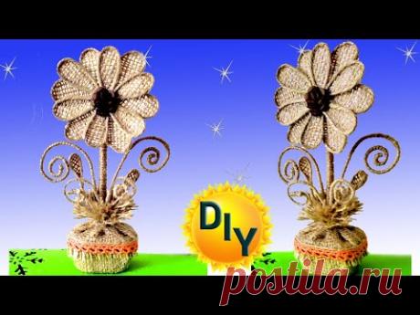 Маленький топиарий из джута и мешковины. DIY/рукоделие.