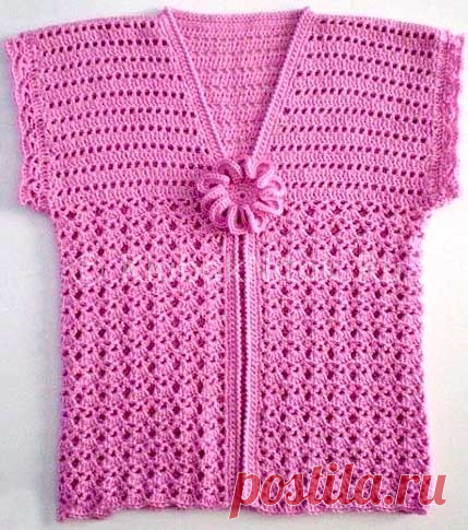Розовый жакет для девочки | Вязание для девочек | Вязание спицами и крючком. Схемы вязания.