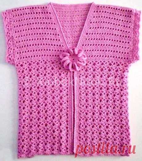 Розовый жакет для девочки | Вязание для девочек | Вязание спицами и крючком. Схемы вязания.