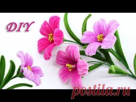 🌺 БОЛЬШИЕ ЦВЕТЫ своими руками 🌺Flower Pipe Cleaners DIY