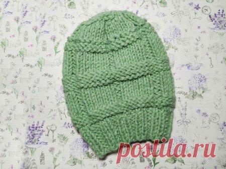 Шапка с объемными полосками из толстой пряжи для холодной зимы » «Хомяк55» - всё о вязании спицами и крючком