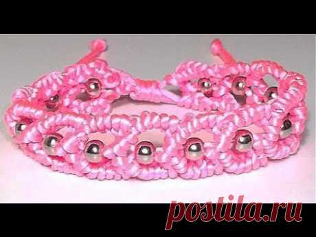 COMO HACER UNA PULSERA DE NUDOS CON FORMA DE CORAZONES Y CUENTAS PLATEADAS ADAPTABLE. TUTORIAL DIY. - YouTube