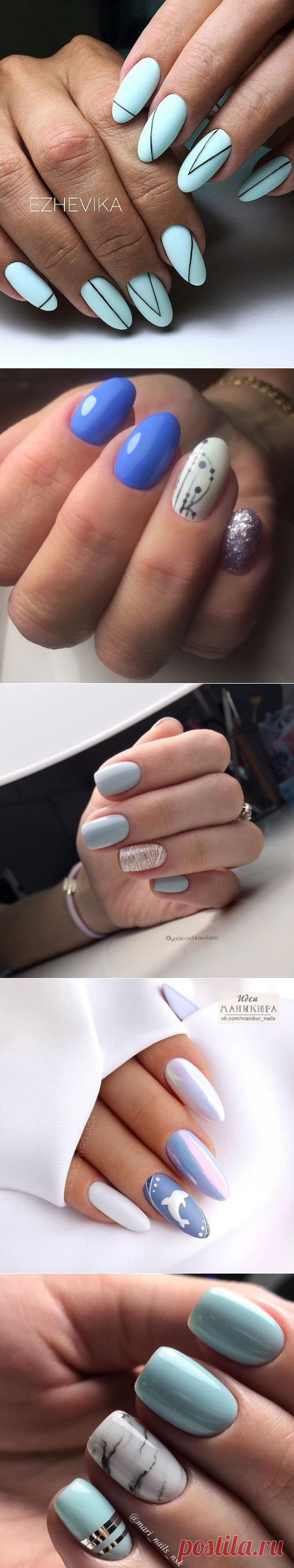 Нежный голубой маникюр 2020-2021: модный голубый дизайн ногтей, голубые ногти - фото новинки | sovetyk