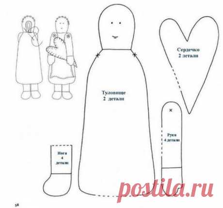Выкройки текстильной куклы (часть 2) | Разнообразные игрушки ручной работы