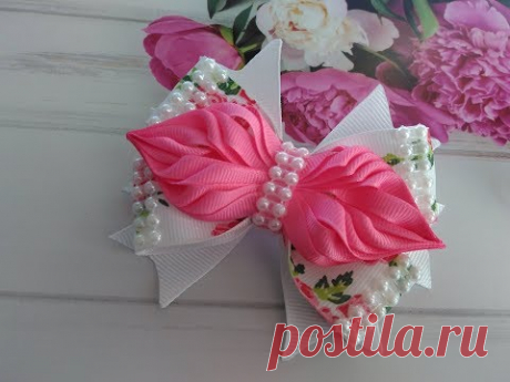 Красивые бантики из репсовых лент МК Канзаши / Bows of rep ribbons /  Arcos de fitas de rep