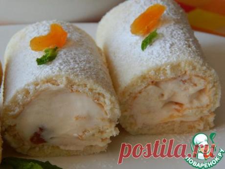 Рулетики со взбитыми сливками и абрикосовым джемом - кулинарный рецепт