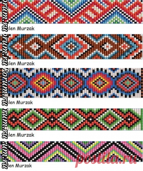 Схемы браслетов из бисера в технике ткачество или гобеленовое плетение