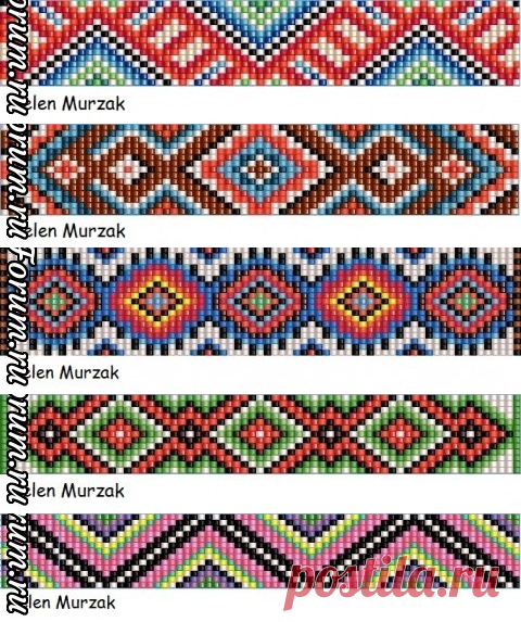 Схемы браслетов из бисера в технике ткачество или гобеленовое плетение