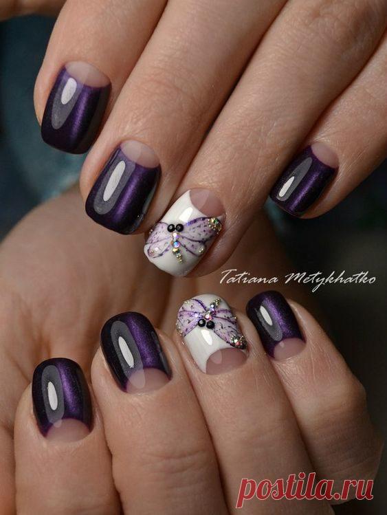 Прекрасное сочетание френча и лунного маникюра!