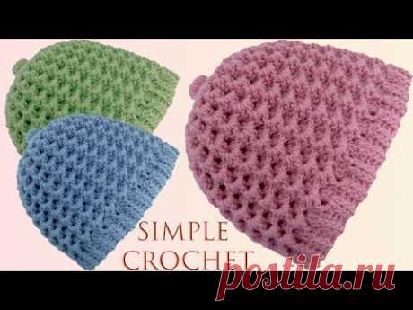 Como tejer a Crochet Ganchillo un gorro tejido fácil en punto variante panal o nido de abeja 3D