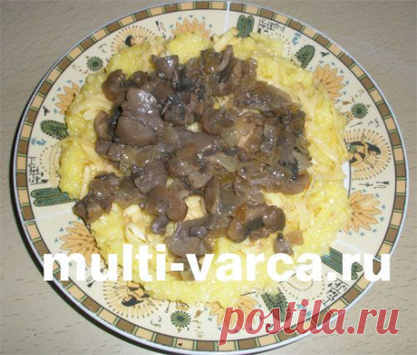 Банош с сыром и грибами в мультиварке