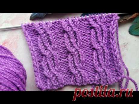 Рельефный жгут (косичка) со скрещенными петлями спицами / Поворотное вязание