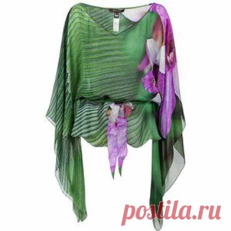 ROBERTO CAVALLI PPT741.CTS59 GREEN/PINK SILK - - Polyvore
