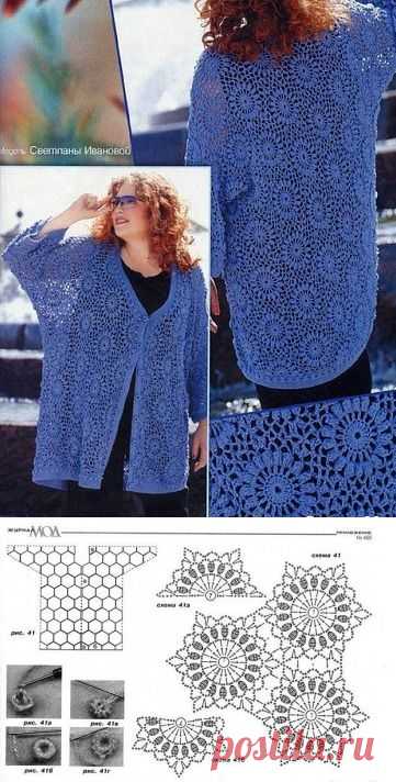 Ажурный жакет крючком для полных женщин | Домоводство для всей семьи