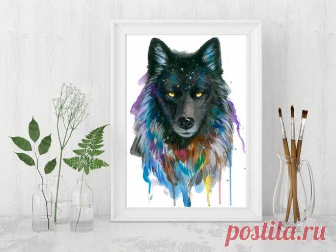 Black Wolf signed Art Print | Etsy