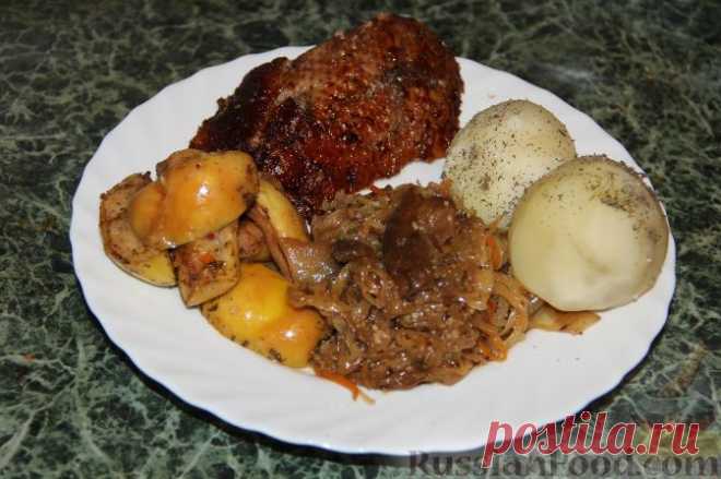 Рецепт: Утка с яблоками и квашеной капустой на RussianFood.com
