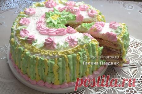 Пошаговый рецепт с фото бисквитного торта с кремом от Лиги Кулинаров.
