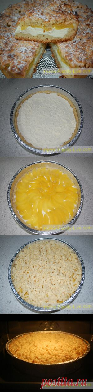 Пирог из песочного теста с творогом и абрикосами - Кулинарные рецепты