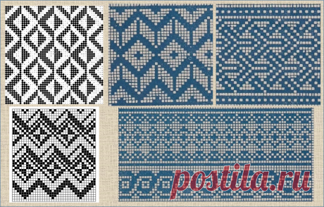 100 простых схем для жаккарда - вязание спицами | ЖАККАРДос | Яндекс Дзен
