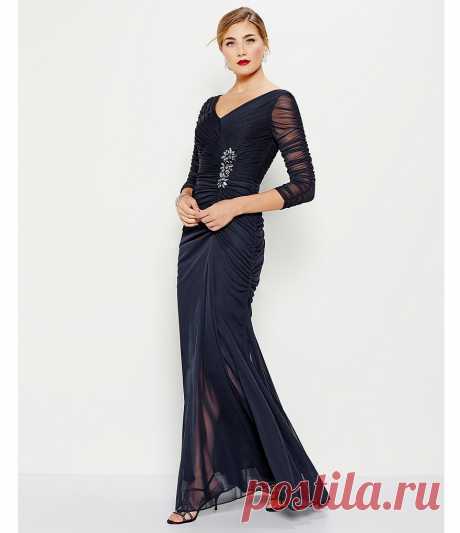 Adrianna Papell Sheer-Sleeve Embellished Gown | Dillards