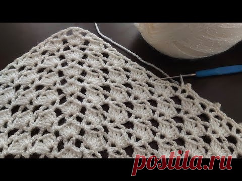 Легкий вязаный крючком узор треугольной шали / схема вязания шали / учебник по вязанию шали крючком