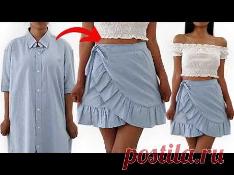 Юбка с запахом из мужской рубашки