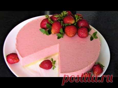 Самый простой и самый Вкусный КЛУБНИЧНЫЙ ТОРТ ЧИЗКЕЙК БЕЗ ВЫПЕЧКИ! Клубничный десерт.