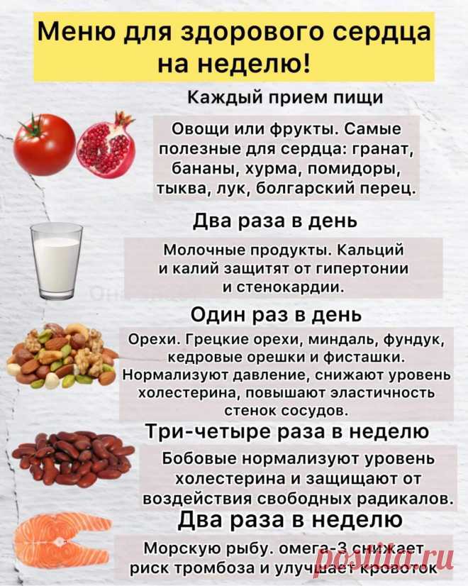 Меню, чтобы сердце было здоровым!