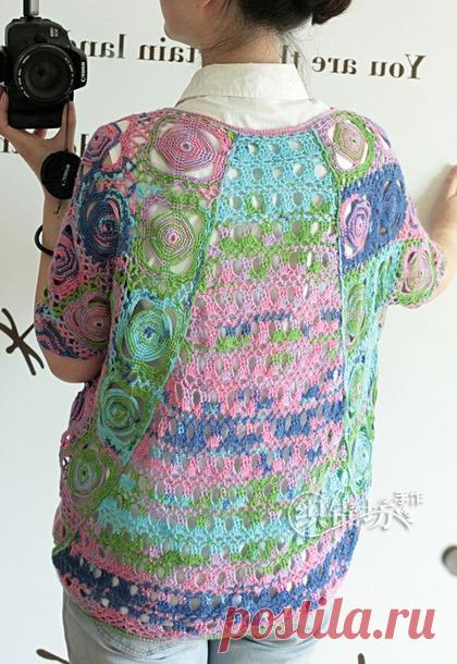 . Летнее ажурное кимоно крючком - Вязание - Страна Мам