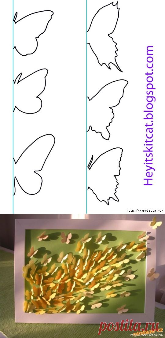 Панно с бабочками из бумаги