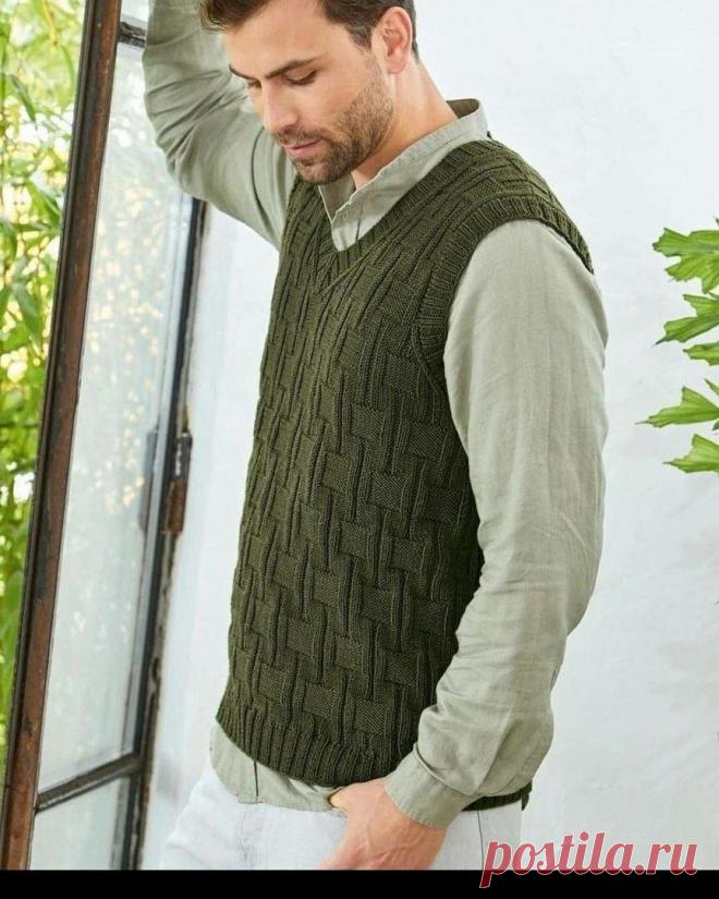Безрукавка, связанная безукоризненным мужским узором | Тепло о вязании | Дзен