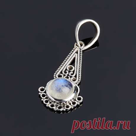 Купить Кулон лунный камень (адуляр) Индия (серебро 925 пр. оксидир.) Доставка по всему миру! Заходи и покупай сейчас! | Интернет-магазин Минерал Маркет - 383718